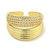 Rack Plating Brass Micro Pave Cubic Zirconia Open Cuff Rings for Women RJEW-I104-16G-2