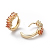 Orange Cubic Zirconia Rectangle Hoop Earrings EJEW-L261-007G-2