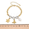 Duo Tone Ocean 304 Stainless Steel Sea Animals Charm Bracelets with Imitaiton Pearl for Women SA-CBA717A-06G-02-3