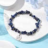 Natural Lapis Lazuli Chip Beaded Stretch Bracelets BJEW-JB11133-11-2