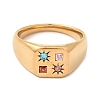 Stainless Steel Pave Colorful Cubic Zirconia Finger Rings SA-CBA90C5-04B-G-4