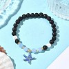Brass Enamel Starfish Charm Bracelets BJEW-JB12330-1