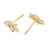 Brass Micro Pave Clear Cubic Zirconia Stud Earrings EJEW-R016-26G-16-4