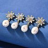 Natural Pearl Dangle Ear Studs EJEW-L099-06G-1