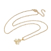 Brass Micro Pave Clear Cubic Zirconia Pendant 304 Stainless Steel Chain Necklaces for Women NJEW-D341-12B-G-4