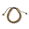 8mm Round Natural Wood Lace Stone Braided Bead Bracelets BJEW-C067-01B-17-2