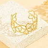 304 Stainless Steel Hollow Flower Outline Open Cuff Bangles for Women SA-CBABC9E-02G-1