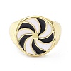 Pinwheel Pattern Alloy Enamel Finger Rings RJEW-Z008-15LG-D-2