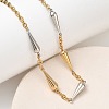 Two Tone 304 Stainless Steel Long Teardrop Link Chain Necklaces for Women NJEW-A074-08GP-3