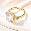 Brass Micro Pave Cubic Zirconia Finger Rings for Women RJEW-F181-11G-6