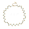 304 Stainless Steel & Faceted Round Synthetic Turquoise Beaded Necklaces for Women NJEW-C119-03A-4