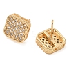 Rack Plating Square Brass Clear Cubic Zirconia Stud Earrings EJEW-M090-17G-2