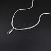 Rectangle 304 Stainless Steel Cubic Zirconia Snake Chain Pendant Necklaces FS-WGB1AC9-01-3
