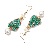 Glass Seed & Glass Pearl Beads Tree Dangle Earrings EJEW-MZ00276-02-4