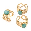 Oval Natural Amazonite Finger Rings RJEW-Z057-13G-04-4