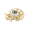Evil Eye with Moon Brass Micro Pave Clear Cubic Zirconia Pendants KK-G419-10G-02-4