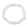 Crackle Glass & Shell Pearl Beaded Stretch Bracelets for Women BJEW-JB12384-02-2