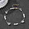 Brass & Glass Link Chain Bracelets for Women BJEW-F517-02G-02-1