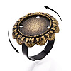 Adjustable Flower Alloy & Iron Bezel Cup Ring Base with Rotatable Tray MAK-T012-07AB-4
