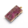 Plated Natural Druzy Agate  Rectangle Pendants G-R275-09-3