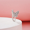 Butterfly Brass Micro Pave Clear Cubic Zirconia Clip on Nose Rings WGE7DEE-02-2