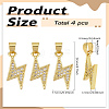 4Pcs Brass Micro Pave Cubic Zirconia Pendants ZIRC-LP0001-18G-2