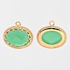 Long-Lasting Plated Golden Tone Brass Glass Oval Charms GLAA-J059-04G-3