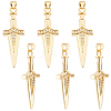 6Pcs Brass Micro Pave Cubic Zirconia Pendants KK-BBC0027-33-7