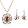 Oval Alloy Colorful Rhinestone Pendant Necklaces & Dangle Earrings Sets WGFA1EC-01-5