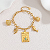 Ocean 304 Stainless Steel & Synthetic Turquoise Charm Cable Chain Bracelets for Women WGC36C0-02-1
