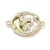 Brass Enamel Oval with Flower Connector Charms KK-M308-06G-01-2