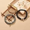 3Pcs 3 Style Natural & Synthetic Mixed Gemstone Round Beaded Stretch Bracelets Set BJEW-JB09023-2