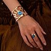 Evil Eye Alloy Resin Hollow Cuff Bangles & Cuff Rings Sets FS-WGE3CB7-01-4