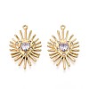 304 Stainless Steel Micro Pave Cubic Zirconia Pendants STAS-N109-167G-1