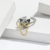 Glasses Dog 925 Sterling Silver Micro Pave Cubic Zirconia Adjustable Cuff Rings FS-WGF17D0-01-3