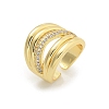 Rack Plating Brass Micro Pave Cubic Zirconia Open Cuff Finger Rings for Women RJEW-M028-81G-2