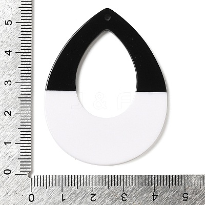 Black and White stitching Acrylic Big Pendants OACR-S143-01B-1