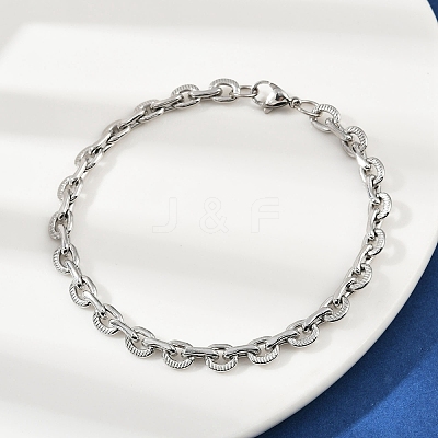 201 Stainless Steel Cuba Style Chian Bracelet for Men BJEW-B138-06P-01-1