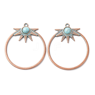 Alloy with Synthetic Turquoise Pendants FIND-B055-01J-1
