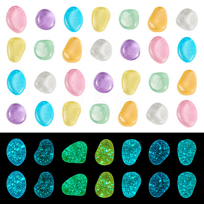 100Pcs Luminous Transparent Resin Cabochons RESI-TAC0011-79-1