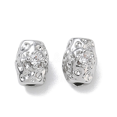 Brass Micro Pave Clear Cubic Zirconia Beads CU-CBA91C0-01P-1