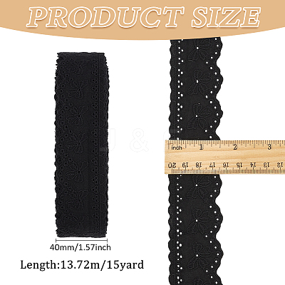 15 Yards Cotton Embroidery Bowknot Lace Ribbons OCOR-WH0045-35B-1
