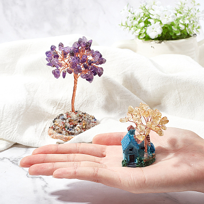 2Pcs 2 Style Money Tree Display Decorations DJEW-FH0001-05-1