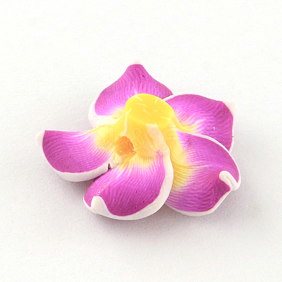 Handmade Polymer Clay 3D Flower Plumeria Beads CLAY-Q192-15mm-07-1