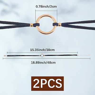 Alloy Ring Link Black Faux Suede Choker Necklaces NJEW-WH20002-11E-1