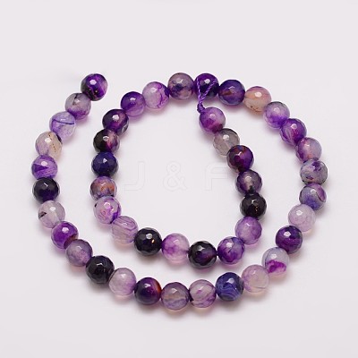 Natural Striped Agate/Banded Agate Bead Strands G-G882-8mm-D02-3-1