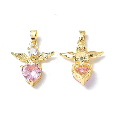 Brass Rhinestone Pendants KK-P223-21G-01-1