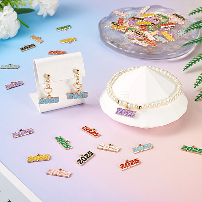 64Pcs 8 Colors Alloy Enamel Pendants ENAM-PJ0001-14-1