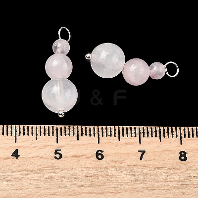 Natural Rose Quartz Round Beaded Pendants PALLOY-JF02867-04-1