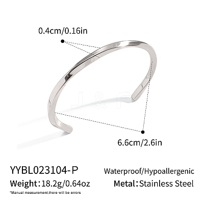 Vintage European and American 304 Stainless Steel Twisted Cuff Bangles for Women WV1773-2-1